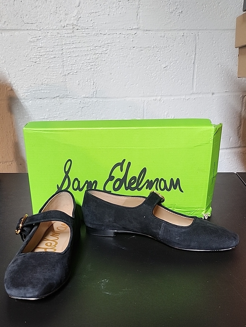 Sam Edelman Black Suede Mary Jane Loafers